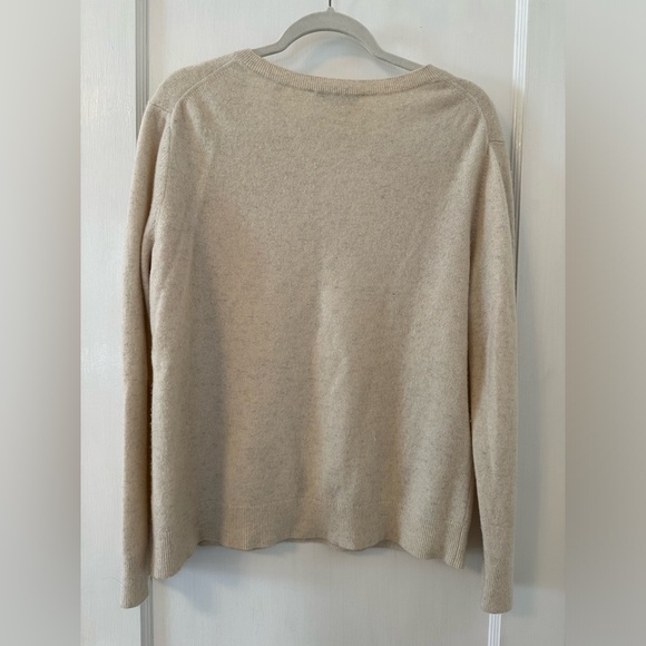 VINCE 100% Cashmere Weekend V-Neck Sweater Heather White M. - Picture 5 of 7